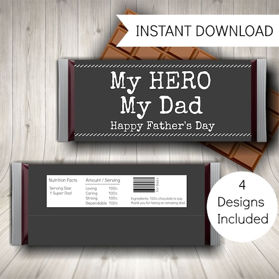 Printable Father's Day Candy Bar Wrappers, Father's Day Gift, Easy Gift