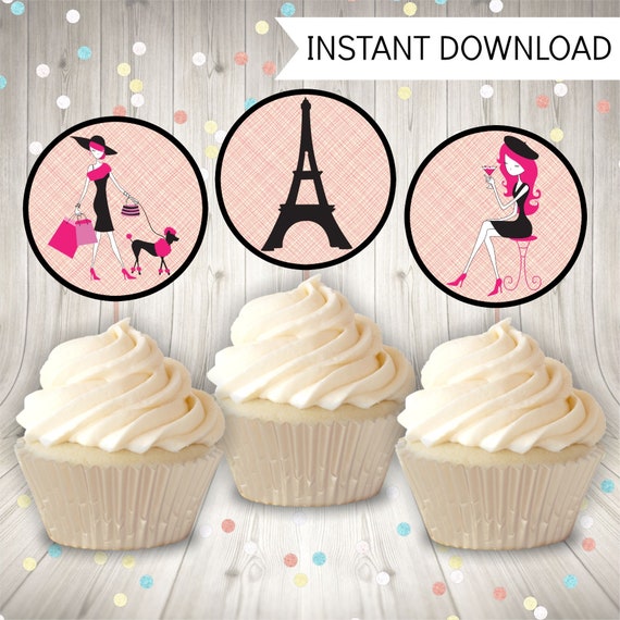 Paris Party Cupcake Toppers, Cupcake Decorations for a Girls Tween Birthday Il_570xn