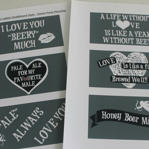 Valentines Day Printable Beer Labels, Beer Gift, Chalk Board, Instant ...