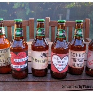 Valentines Day Printable Beer Labels, Beer Gift, Instant Download, Printable PDF Files image 1