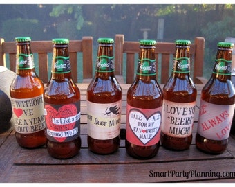 Valentines Day Printable Beer Labels, Beer Gift, Instant Download, Printable PDF Files