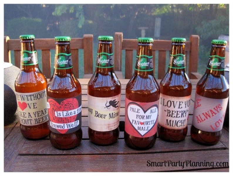 Valentines Day Printable Beer Labels, Beer Gift, Instant Download, Printable PDF Files 