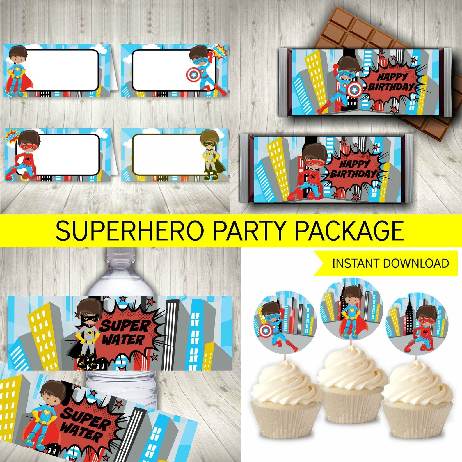 Superhero Party Package Printable Instant Download FREE Etsy
