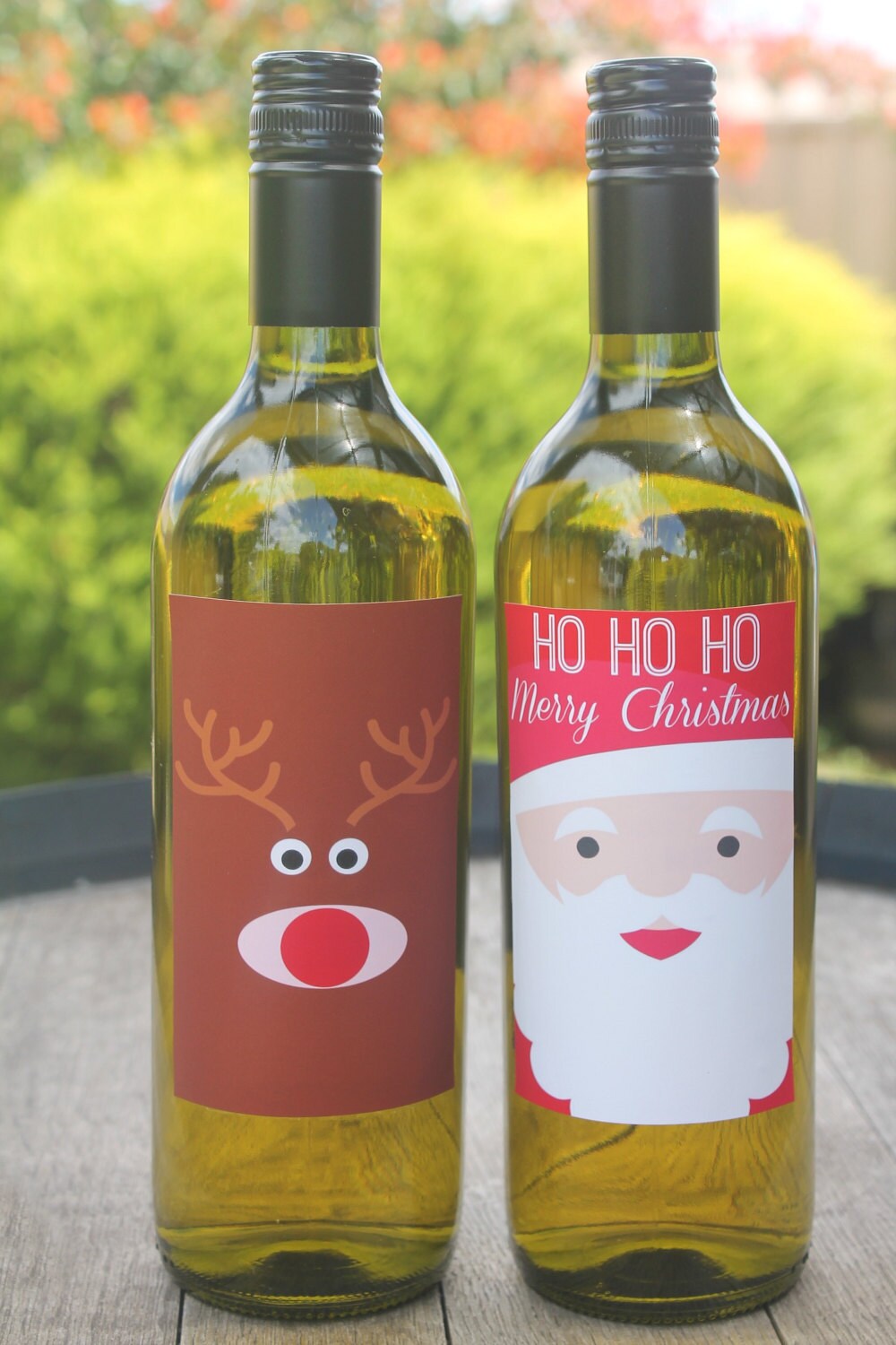 Santa & Rudolf Christmas Wine Labels / Printable Holiday Bottle ...