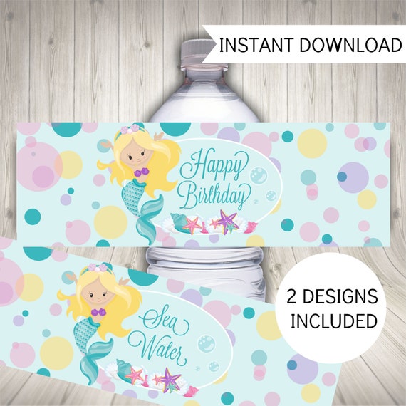 Mermaid Party Water Bottle Labels, Mermaid Printables, Instant Download by Smart Party Planning