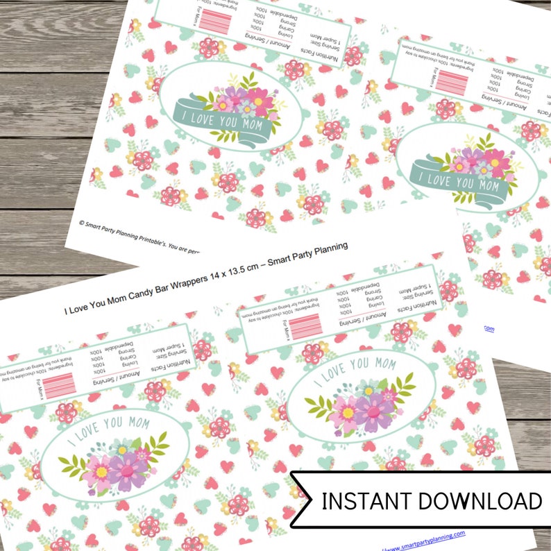 Printable Candy Bar Wrappers for Mom Mother's Day Gift - Etsy