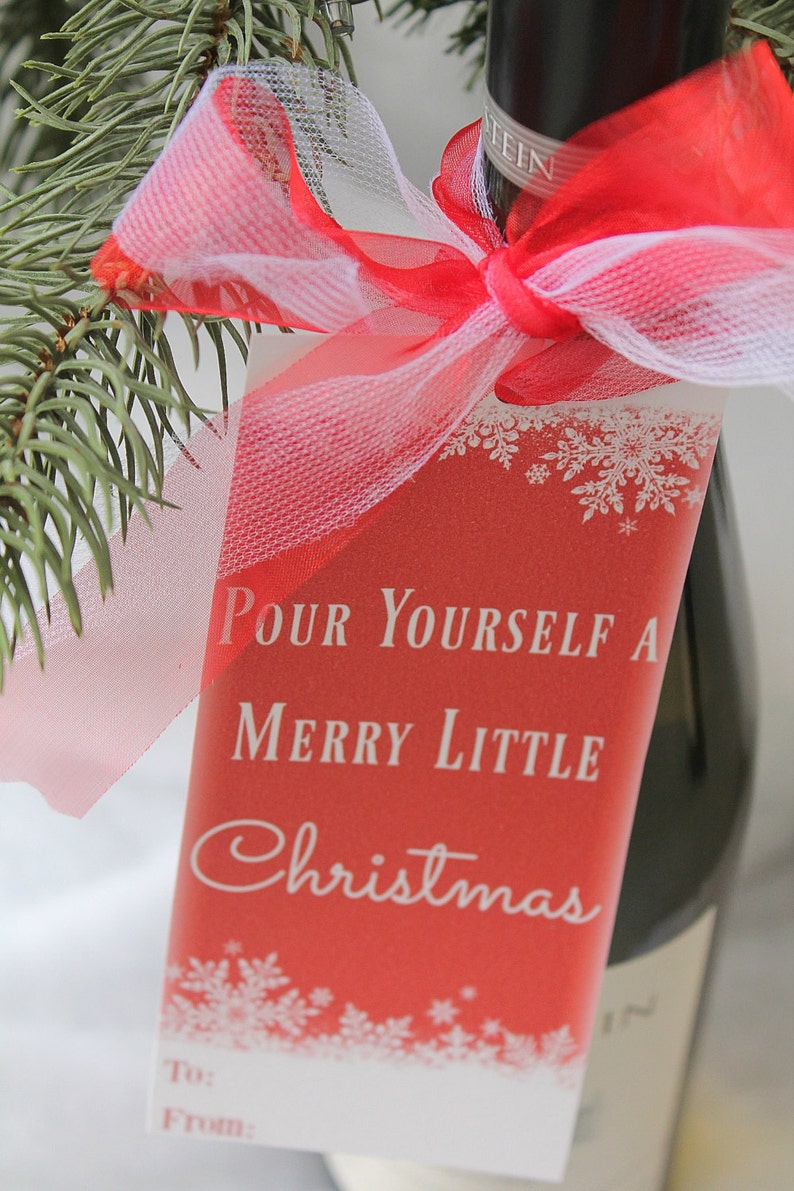 Christmas / 4 Wine Tags / Wine Bottle Label / Christmas Wine Label / Teacher Gift / Custom Wine Label / Bottle Gift Tag / PDF Download image 5