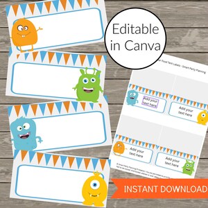 Monster Party Food Labels: Buffet Tent Cards (Digital Download)