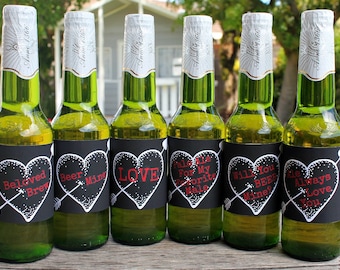 Chunky Heart Valentines Beer Labels Printable Valentines Day | Etsy