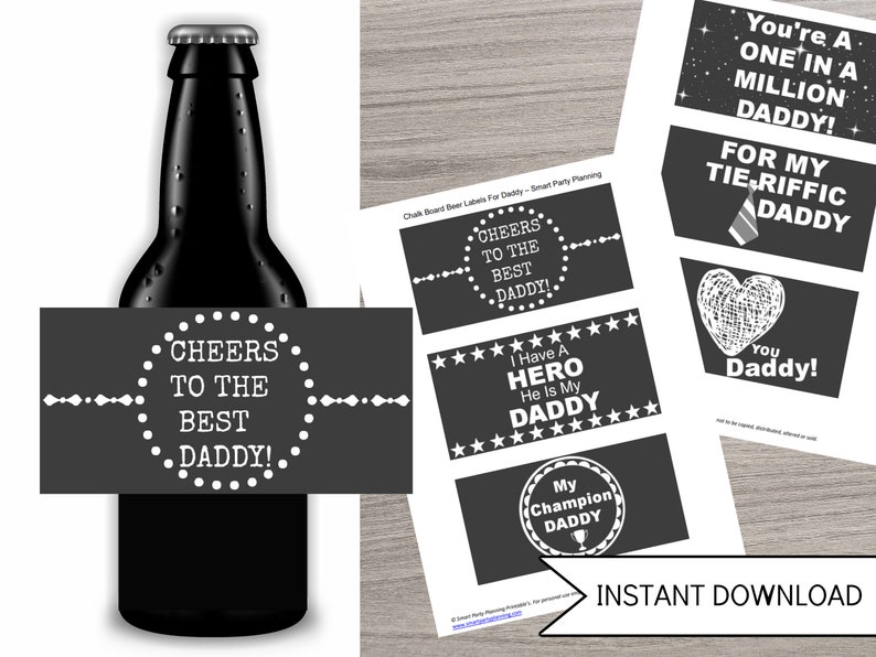 Beer Labels For Dad, Chalk Board Design, Birthday Gift, Father's Day Gift, Instant Download Printable PDF Files image 4