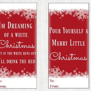 Christmas / 4 Wine Tags / Wine Bottle Label / Christmas Wine Label / Teacher Gift / Custom Wine Label / Bottle Gift Tag / PDF Download image 6