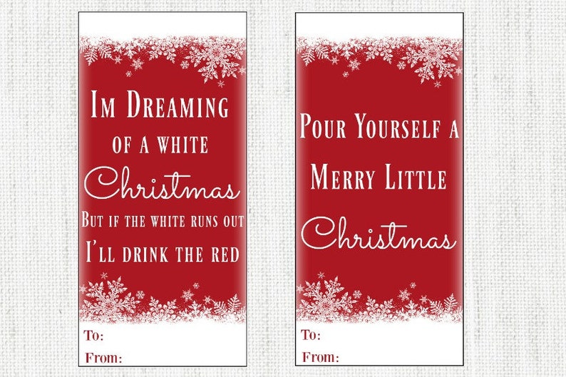 Christmas / 4 Wine Tags / Wine Bottle Label / Christmas Wine Label / Teacher Gift / Custom Wine Label / Bottle Gift Tag / PDF Download image 6