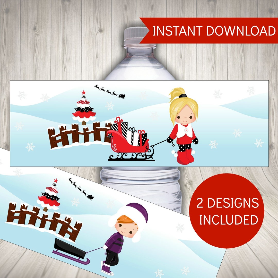 Christmas Water Bottle Labels, Christmas Label,christmas Party, Water