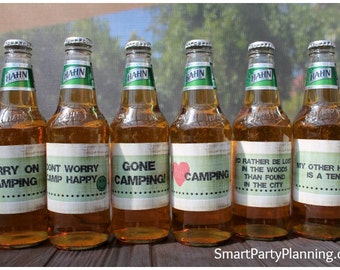 Printable Camping Beer Labels, Beer Gift For Him