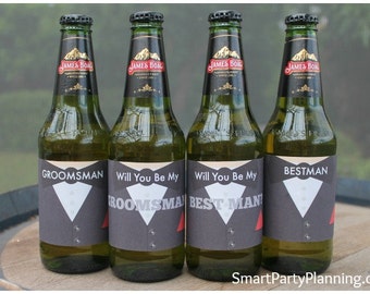 Serez-vous mes étiquettes de bière Best Man & Groomsman