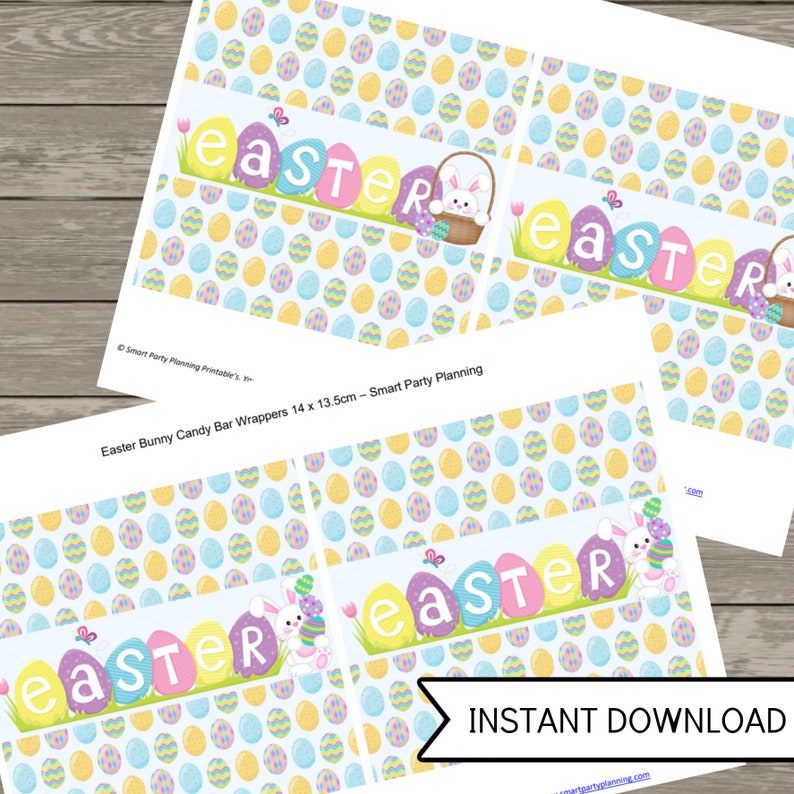 Easter Bunny Candy Bar Wrappers, Easter Egg Hunt, Instant Download Easter Party Favors image 2