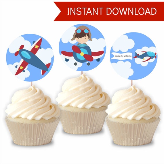 Airplane Party Cupcake Toppers Printable Party Circles FREE Airplane Airplane Party Cupcake Toppers Printable Party Circles FREE Airplane