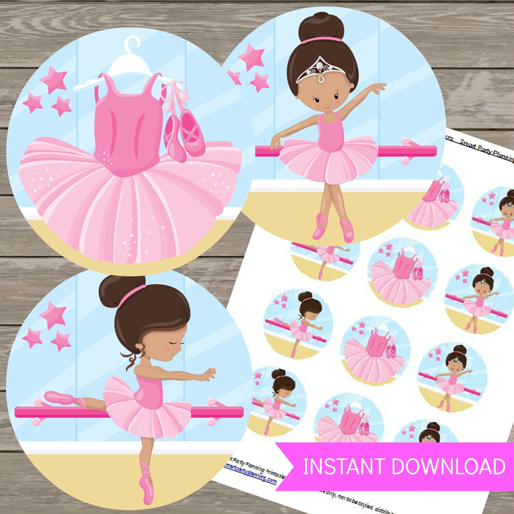 Ballerina Birthday Party Cupcake Toppers Printable Cupcake - Etsy