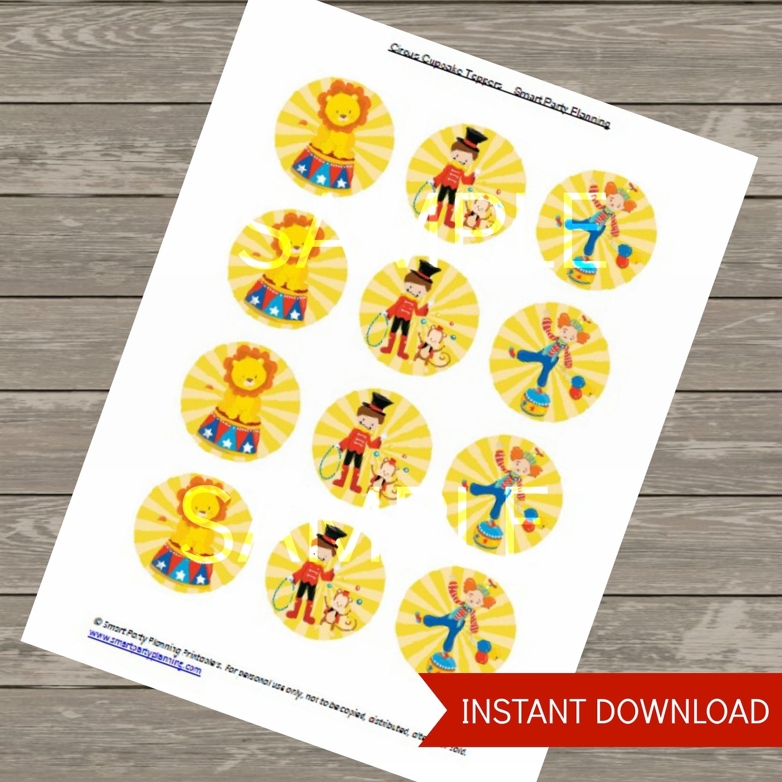 Circus Birthday Party Cupcake Toppers Printable Party Circles | Etsy