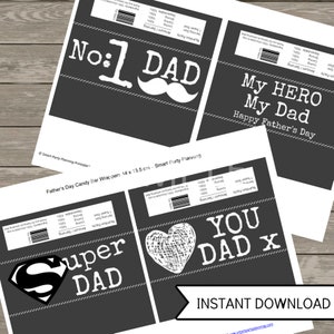 Father's Day Gift, Printable Father's Day Candy Bar Wrappers, Easy Gift ...
