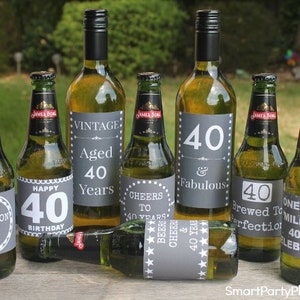 40th Birthday Beer & Wine Label Prints (Digital Download)