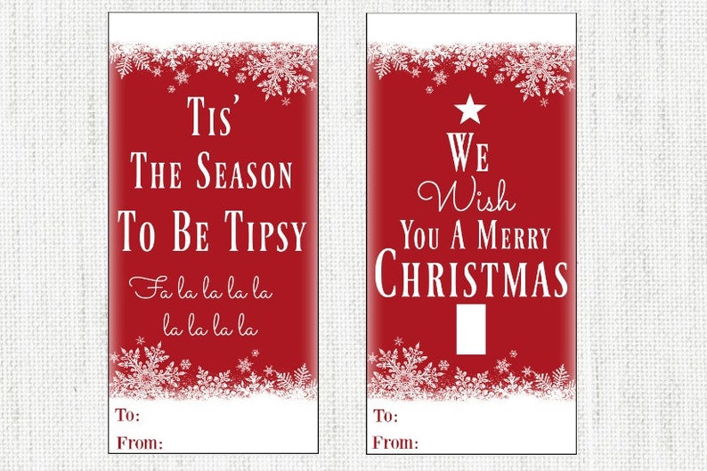 Christmas / 4 Wine Tags / Wine Bottle Label / Christmas Wine Label / Teacher Gift / Custom Wine Label / Bottle Gift Tag / PDF Download image 7