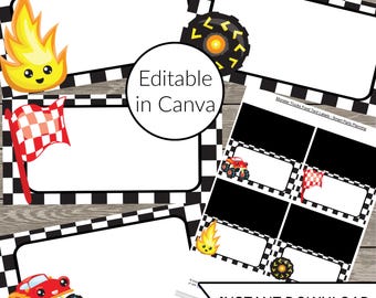 Monster Truck Madness Place Cards: (Instant Download, Canva Editable)