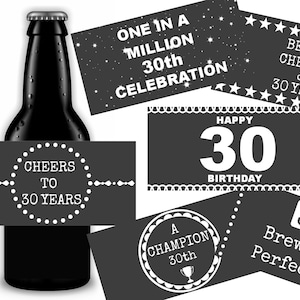 30th Birthday Beer Labels, Milestone Birthday Gift, Printable Instant Download