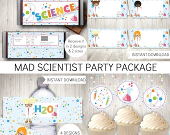 Mad Scientist Party Printable Set, Girls Birthday Party, Instant Download