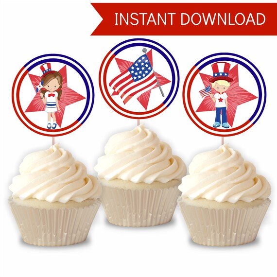 4th Of July Cupcake Toppers Etsy