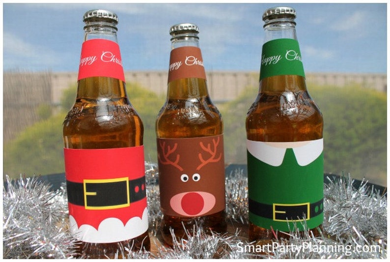 Christmas Printable Beer Labels Cute Character Design - Etsy