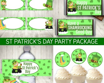 St Patricks Day Party Printable Set, Leprechaun Decorations, Printable Party Decorations, Instant PDF Download