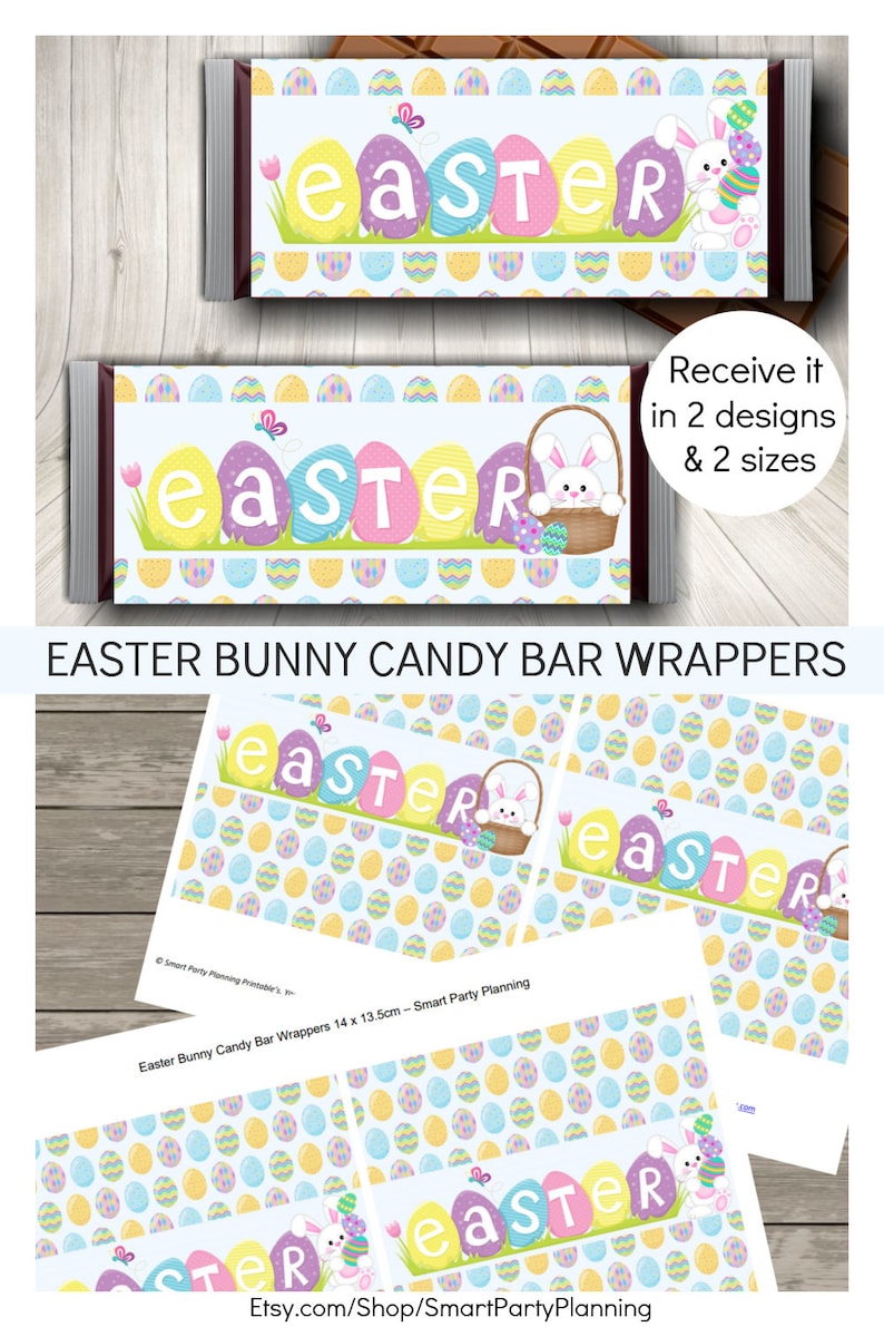 Easter Bunny Candy Bar Wrappers, Easter Egg Hunt, Instant Download Easter Party Favors image 3
