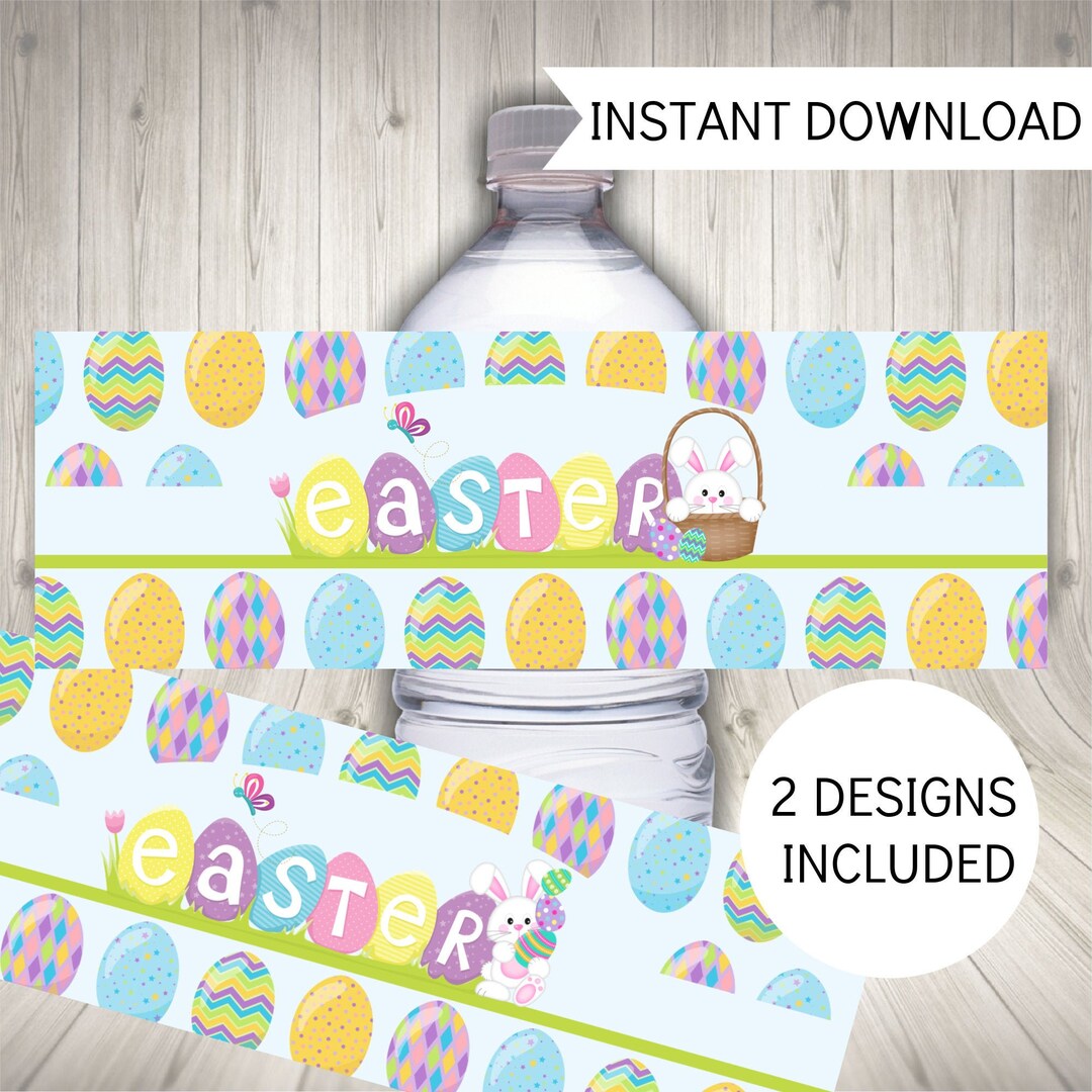 Easter Bunny Water Bottle Labels, Printable Easter Labels, Instant ...