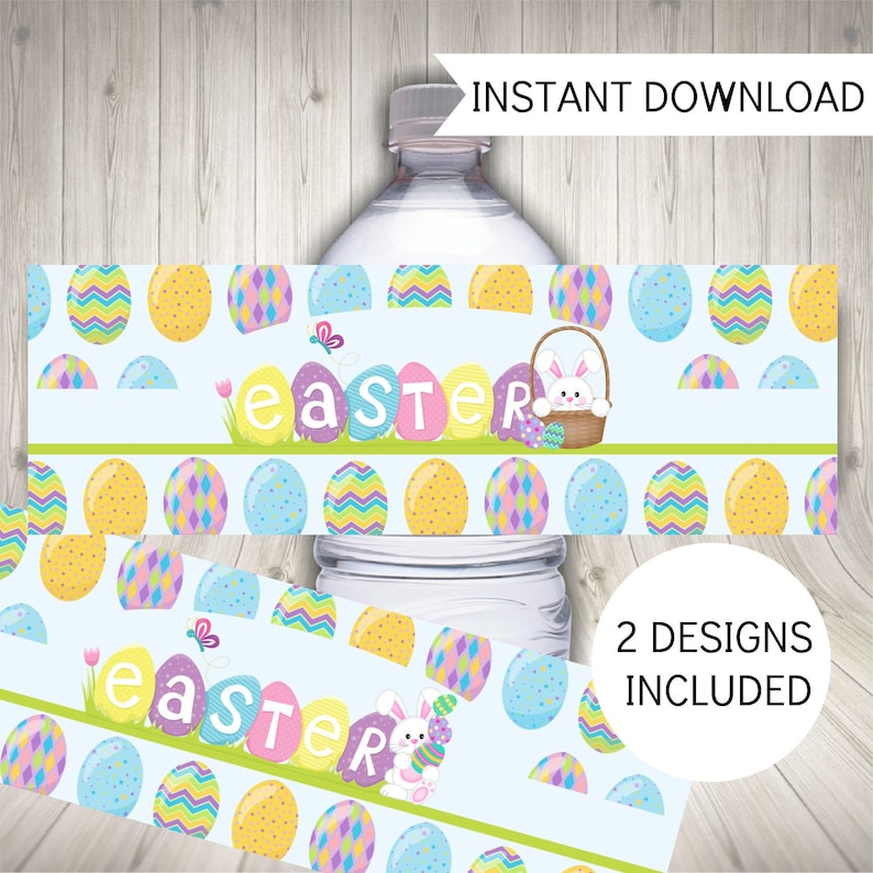 Easter Bunny Water Bottle Labels Printable Easter Labels Etsy