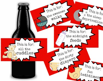 New Dad Gift, New Parent Gift, Printable Beer Labels, Instant Download