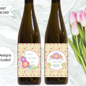 Wine Gift For Mum, Mother&#39;s Day Gift, Printable Instant Download