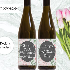 Mother&#39;s Day Wine Labels, Printable Gift For Mom, Instant Download