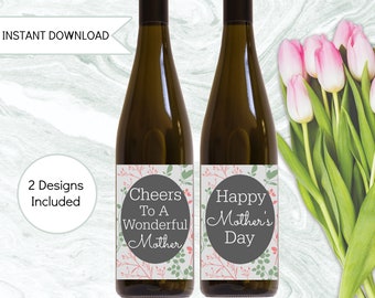 Mother's Day Wine Labels, Printable Gift For Mom, Instant Download