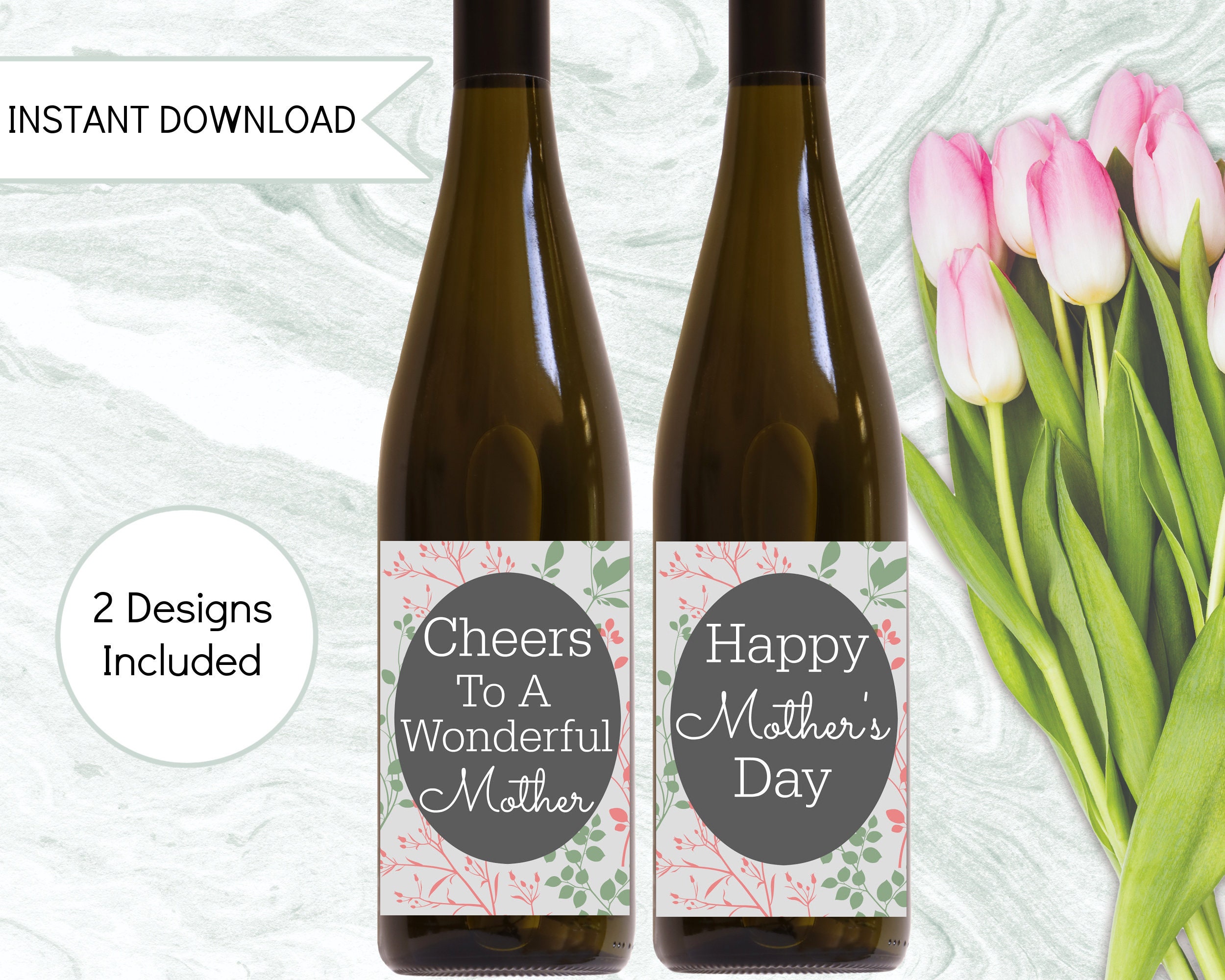 Mother's Day Wine Labels Printable Gift For Mom Instant Etsy
