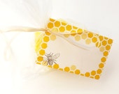 Bee Gift Tags & Enclosure Cards; 25 BULK Personalized Custom Tags for Honey Gifts, Food, Bee Soap, Wedding Favors, Thank You Gifts