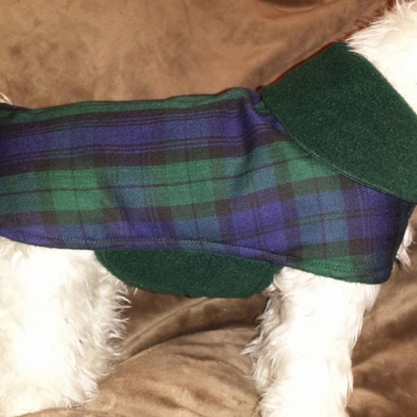 Blackwatch tartan fleece lined dog puppy coat jacket