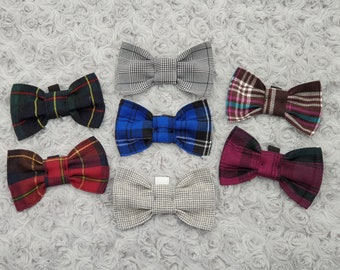 Pet bows, bowties, cat or dog (slide on collar) Tartan.