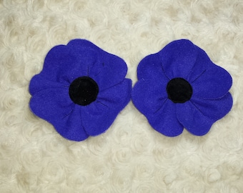 Purple poppy brooch,Flower badge.