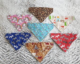 Dog bandana (slide on collar) neckerchief scarf Cotton prints.