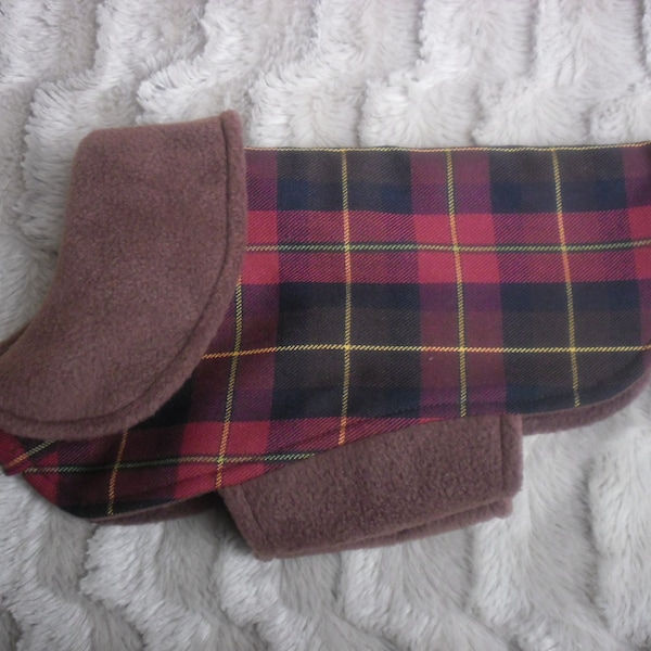 Wallace tartan fleece lined dog puppy coat jacket.