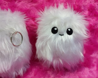 Plush white Marshmallow keyring, keychain, bag charm, gift, cute plushie.