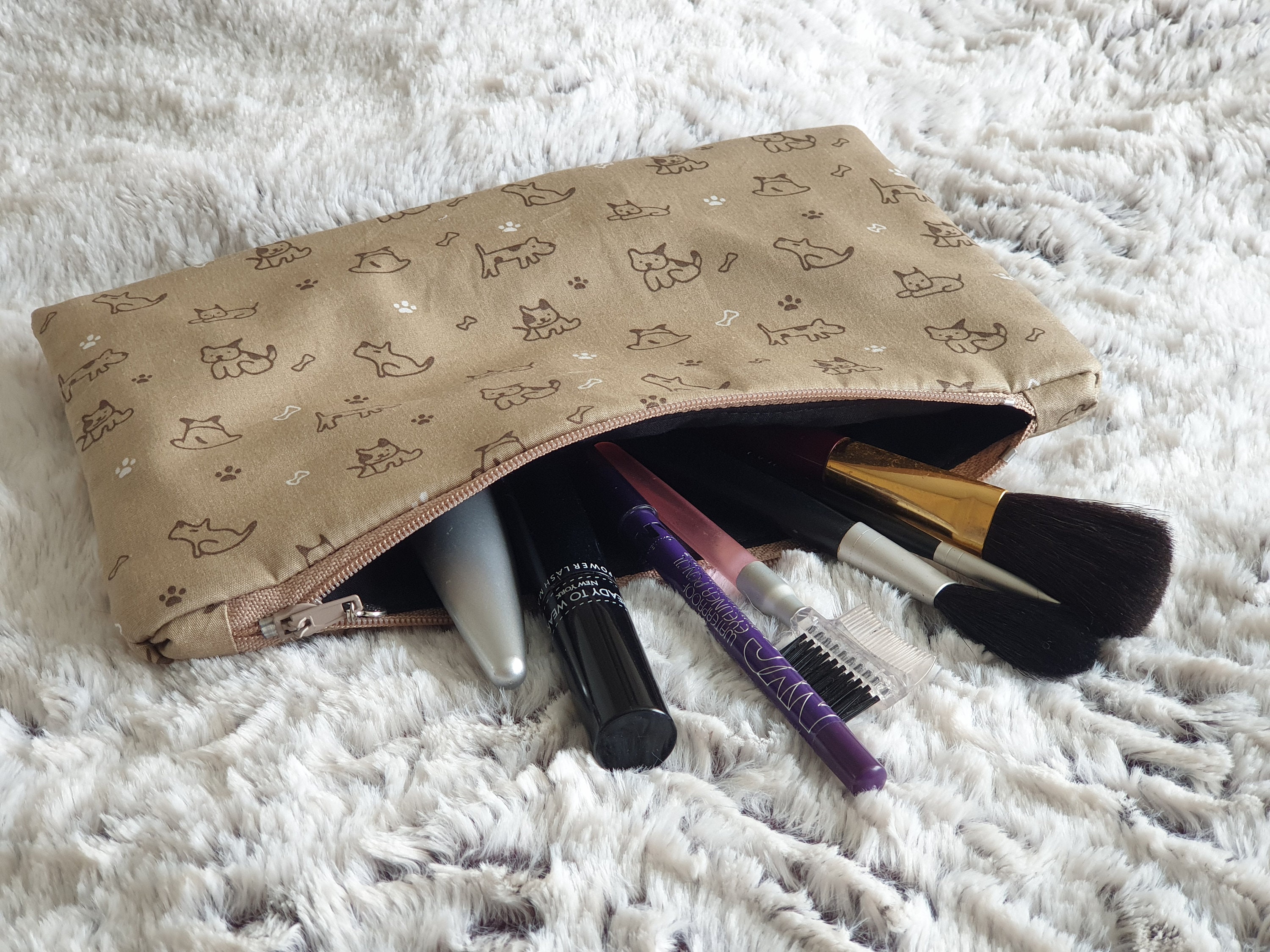 Handmade Make-up Bag Cosmetic Bag Little Dogs. 