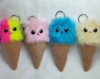 Plush ice cream keyring, keychain, bag charm, gift, cute plushie.