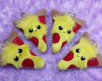 Plush pizza slice keyring, keychain, bag charm, gift, cute plushie food.